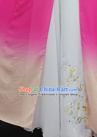 Top Chinese Classical Dance Rosy Dress Woman Solo Dance Garment Costume Traditional Umbrella Dance Clothing