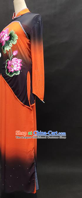 China Fan Dance Performance Garment Costume Folk Dance Clothing Jiaozhou Yangko Group Dance Orange Uniforms