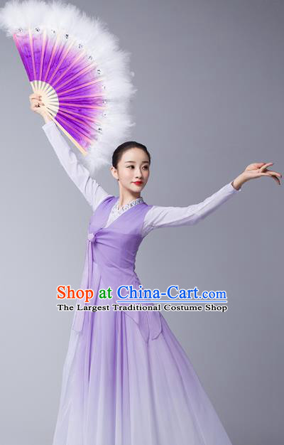 China Korean Nationality Folk Dance Clothing Ethnic Stage Performance Garments Korea Dance Lilac Dress