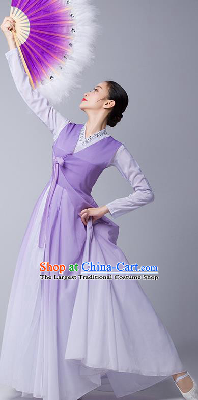 China Korean Nationality Folk Dance Clothing Ethnic Stage Performance Garments Korea Dance Lilac Dress