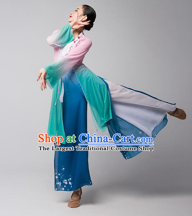 Top Chinese Woman Group Fan Dance Garment Costume Traditional Stage Performance Clothing Classical Dance Dress