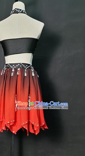 China Xiangxi Ethnic Stage Performance Garments Folk Dance Red Dress Wa Nationality Dance Clothing