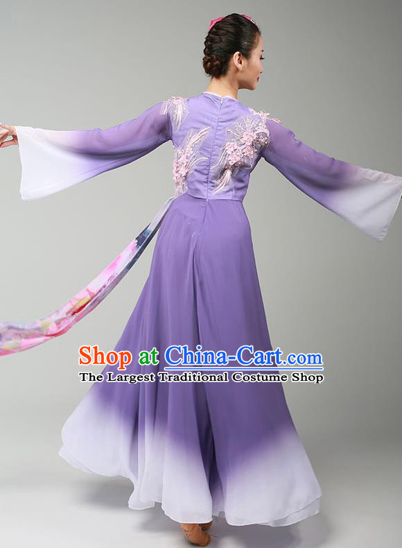 Top Chinese Woman Group Dance Garment Costume Traditional Umbrella Dance Stage Performance Clothing Classical Dance Purple Dress