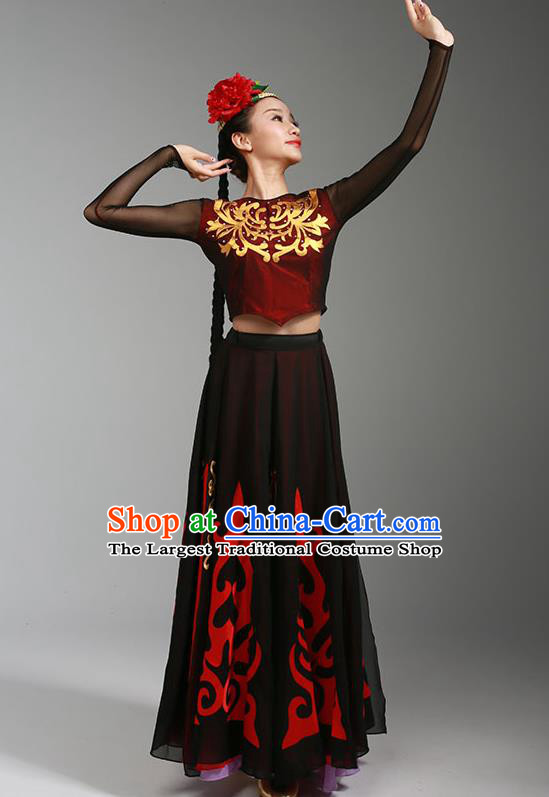 China Xinjiang Ethnic Dance Garments Uygur Minority Folk Dance Dress Uyghur Nationality Stage Performance Clothing