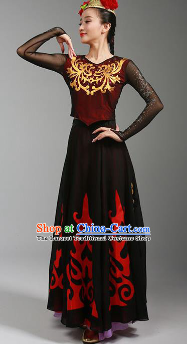 China Xinjiang Ethnic Dance Garments Uygur Minority Folk Dance Dress Uyghur Nationality Stage Performance Clothing