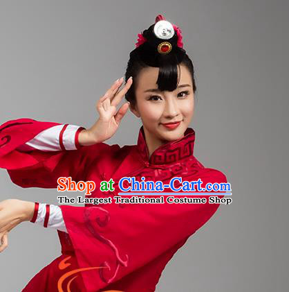 Top Chinese Traditional Fan Dance Performance Clothing Classical Dance Red Dress Woman Solo Dance Garment Costume