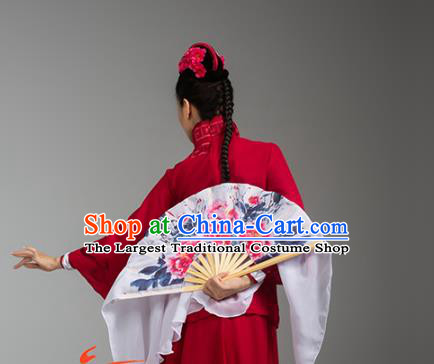 Top Chinese Traditional Fan Dance Performance Clothing Classical Dance Red Dress Woman Solo Dance Garment Costume