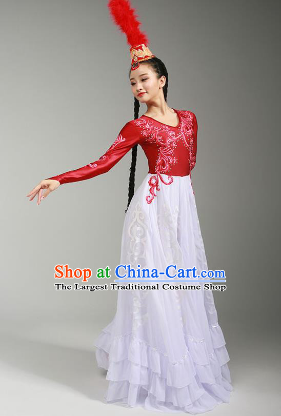 China Xinjiang Ethnic Stage Performance Garments Kazak Minority Folk Dance Dress Uygur Nationality Dance Clothing