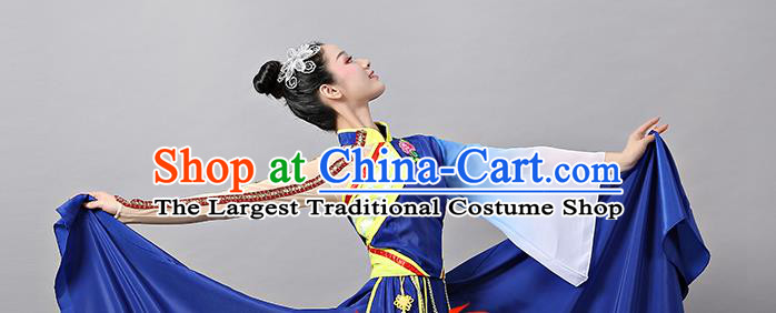 Top Chinese Traditional Stage Performance Clothing Classical Dance Deep Blue Dress Woman Umbrella Dance Garment Costume