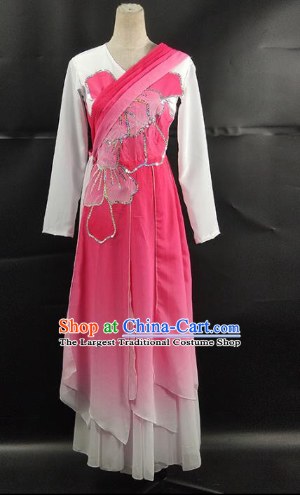 Top Chinese Woman Umbrella Dance Garment Costume Traditional Stage Performance Clothing Classical Dance Pink Dress