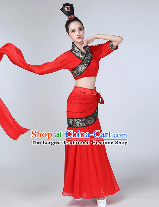 Top Chinese Woman Court Dance Garment Costume Traditional Hanfu Dance Stage Performance Clothing Classical Dance Red Dress