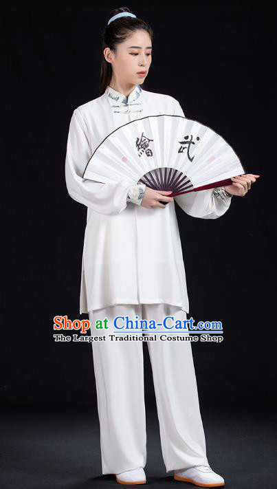 Chinese Martial Arts Competition White Outfits Tai Chi Performance Clothing Tai Ji Kung Fu Garment Costumes