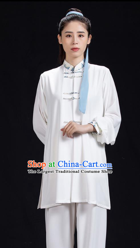 Chinese Martial Arts Competition White Outfits Tai Chi Performance Clothing Tai Ji Kung Fu Garment Costumes