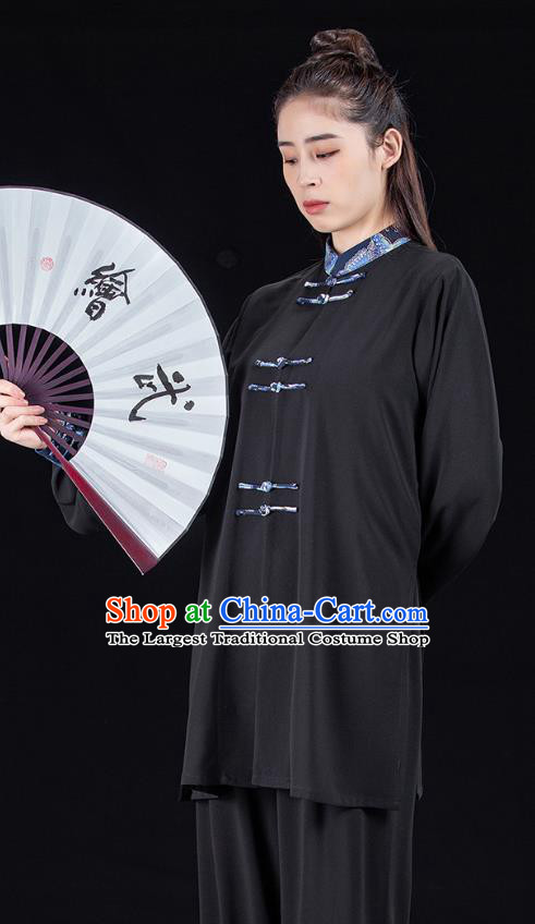 Chinese Tai Ji Kung Fu Garment Costumes Martial Arts Competition Black Outfits Tai Chi Performance Clothing
