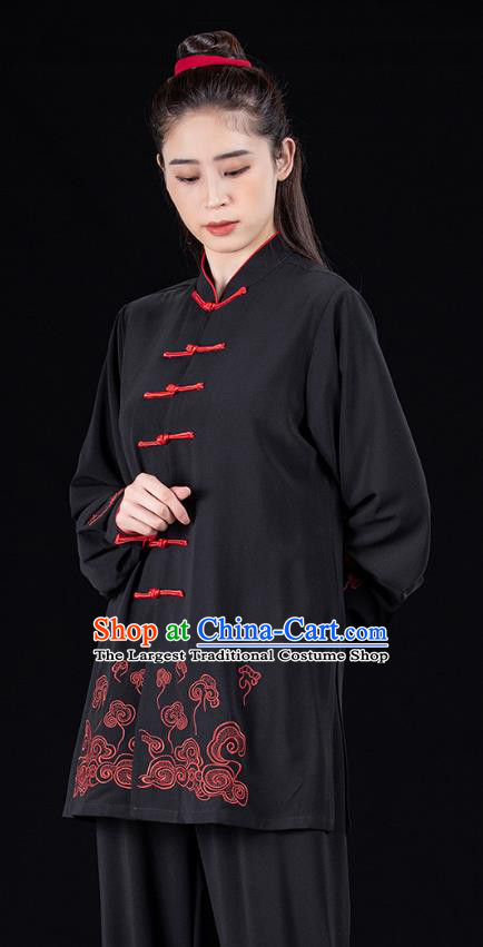 Chinese Martial Arts Competition Black Outfits Woman Tai Chi Performance Clothing Tai Ji Kung Fu Garment Costumes