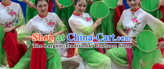 Top Chinese Classical Dance Dress Outfits Woman Group Dance Garment Costume Traditional Umbrella Dance Performance Clothing