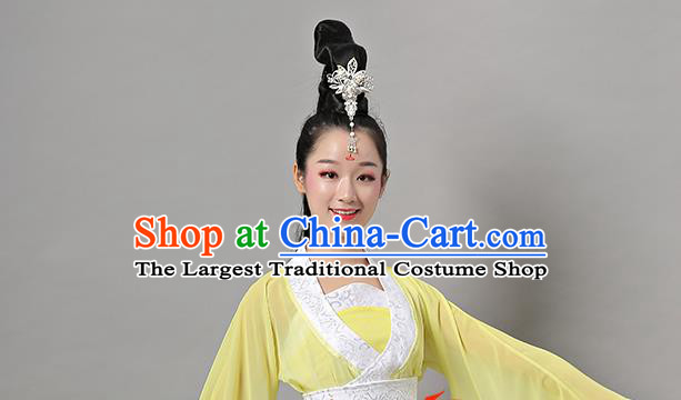 Top Chinese Woman Court Dance Garment Costume Traditional Stage Performance Clothing Classical Hanfu Dance Yellow Dress