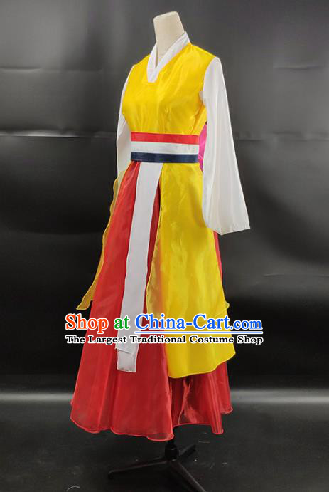 China Korean Minority Folk Dance Dress Ethnic Female Drum Dance Garments Korea Nationality Stage Performance Clothing