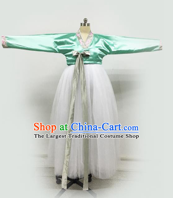 China Korean Minority Dance White Dress Ethnic Female Folk Dance Garments Korea Nationality Stage Performance Clothing