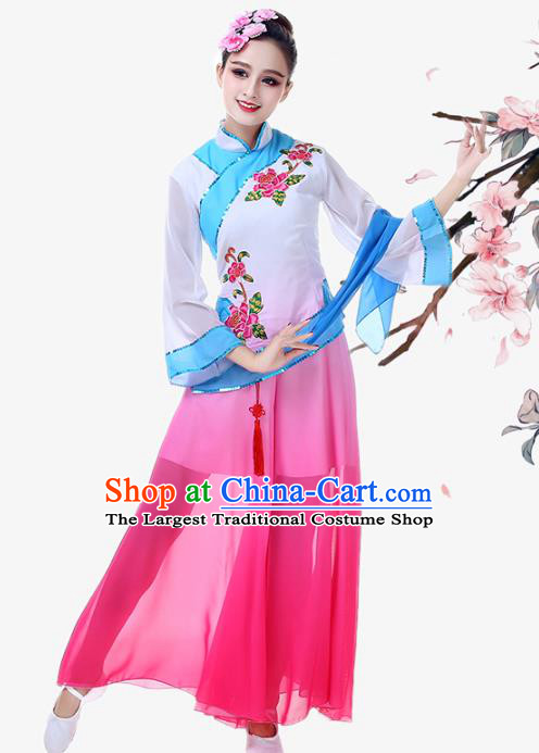 China Jiaozhou Yangko Performance Uniforms Fan Dance Garment Costume Female Umbrella Dance Clothing