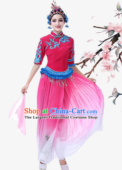 Top Chinese Woman Beijing Opera Garment Costume Traditional Classical Dance Rosy Dress Outfits Stage Performance Clothing