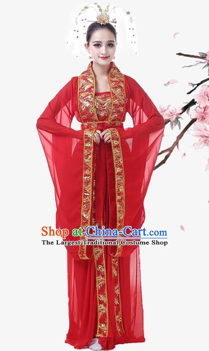 Top Chinese Woman Stage Performance Clothing Classical Dance Garment Costume Traditional Court Empress Red Hanfu Dress Outfits