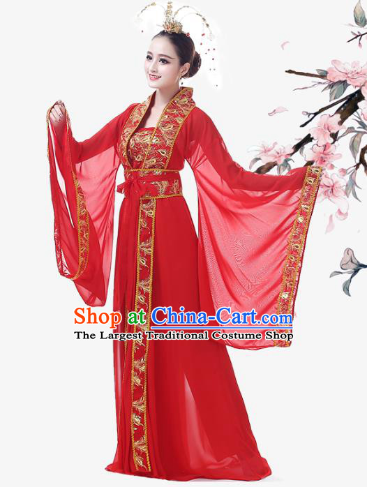 Top Chinese Woman Stage Performance Clothing Classical Dance Garment Costume Traditional Court Empress Red Hanfu Dress Outfits