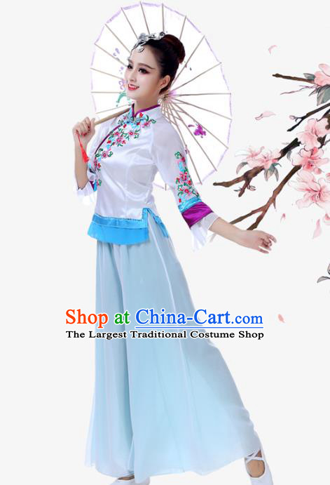 China Female Umbrella Dance Clothing Jiaozhou Yangko Performance Uniforms Fan Dance Garment Costume