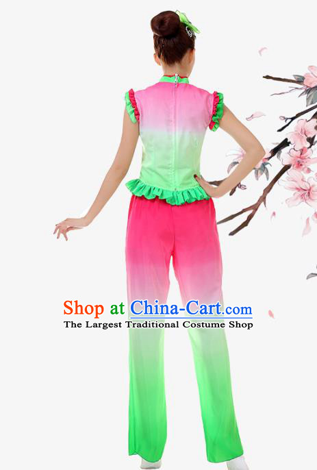 China Fan Dance Garment Costume Female Drum Dance Clothing Jiaozhou Yangko Performance Uniforms
