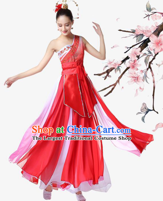 Top Chinese Traditional Umbrella Dance Red Dress Woman Stage Performance Clothing Classical Dance Solo Dance Garment Costume