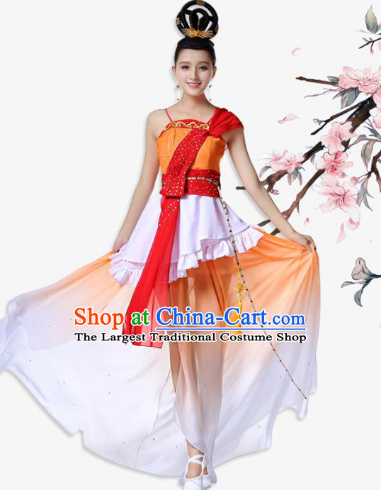 Top Chinese Classical Dance Solo Dance Garment Costume Traditional Umbrella Dance Orange Dress Woman Stage Performance Clothing