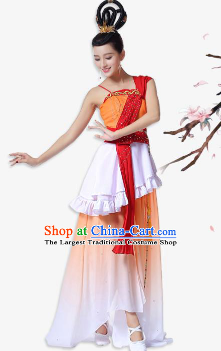 Top Chinese Classical Dance Solo Dance Garment Costume Traditional Umbrella Dance Orange Dress Woman Stage Performance Clothing
