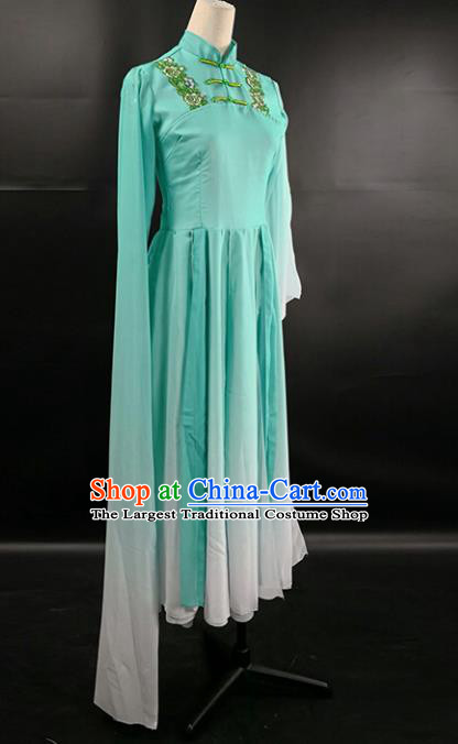 Top Chinese Woman Solo Dance Garment Costume Traditional Fan Dance Performance Clothing Classical Dance Green Dress Outfits