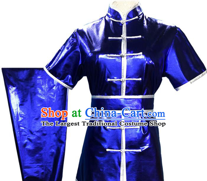 Top Chinese Southern Boxing Performance Royalblue Outfits Wushu Competition Garment Costume Martial Arts Kung Fu Clothing