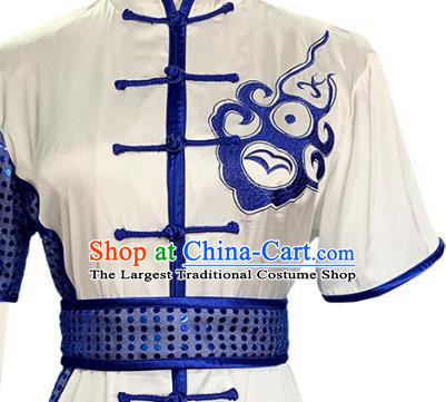 Top Chinese Martial Arts Competition Clothing Southern Boxing Performance White Outfits Wushu Kung Fu Garment Costumes