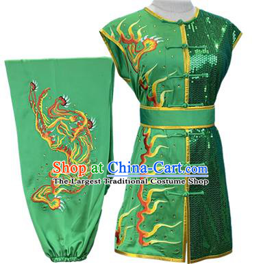 Top Chinese Martial Arts Wushu Competition Clothing Southern Boxing Performance Green Outfits Kung Fu Garment Costumes