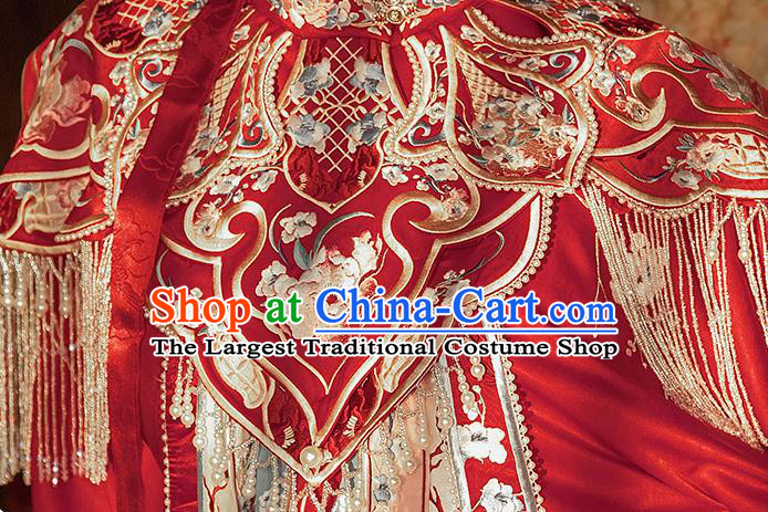 China Ancient Court Woman Embroidered Red Hanfu Dress Traditional Wedding Garments Ming Dynasty Imperial Concubine Historical Clothing