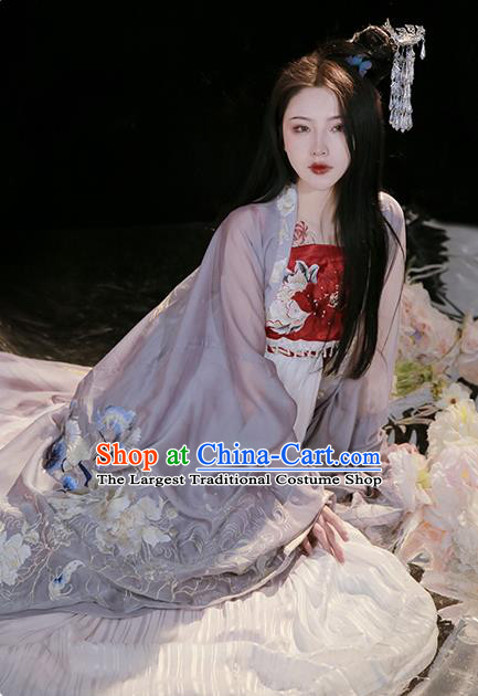 China Tang Dynasty Court Princess Historical Clothing Ancient Palace Beauty Embroidered Hanfu Dress Garments