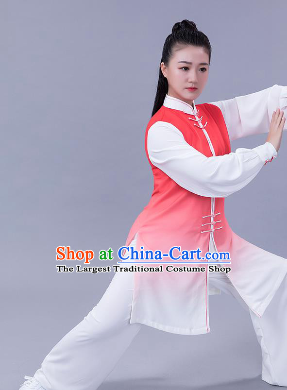 Chinese Tai Chi Chuan Performance Clothing Woman Tai Ji Training Garments Martial Arts Shadowboxing Competition Red Outfits
