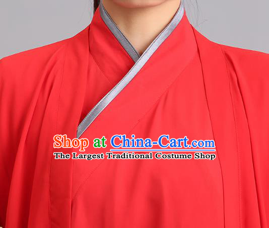 Chinese Tai Chi Performance Clothing Martial Arts Kung Fu Competition Garments Tai Ji Embroidered Red Three Pieces Outfits