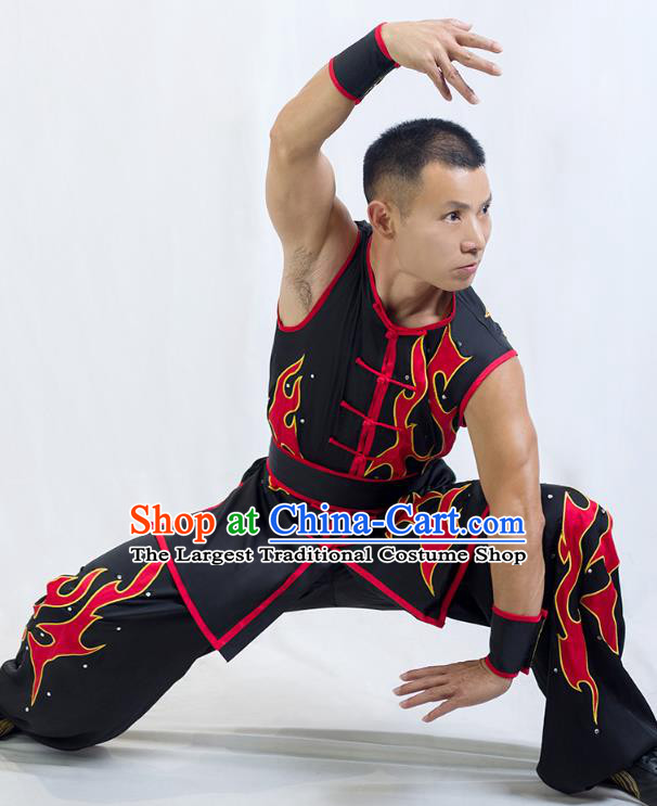 China Southern Boxing Garment Costumes Wushu Competition Black Uniforms Martial Arts Clothing Kung Fu Performance Suits