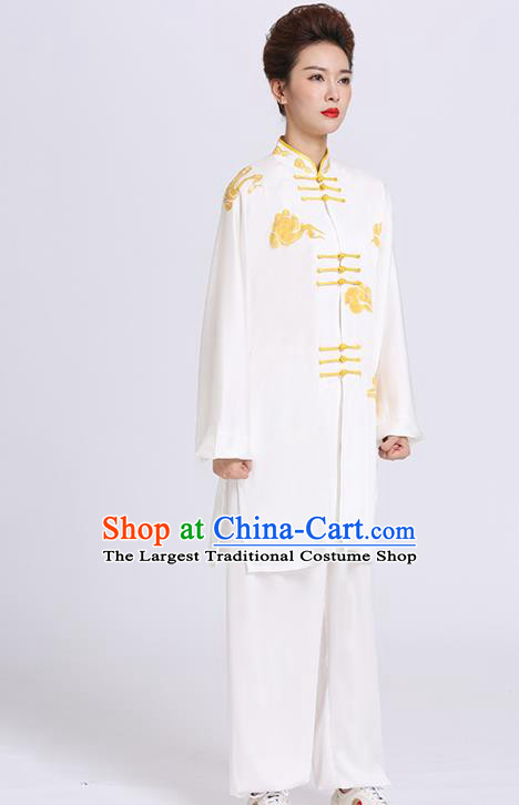 Chinese Kung Fu Wushu Competition Clothing Tai Chi Sword Performance Suits Martial Arts Printing White Outfits
