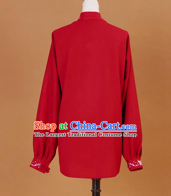 Chinese Martial Arts Competition Embroidered Phoenix Red Outfits Tai Ji Training Clothing Tai Chi Sword Performance Suits