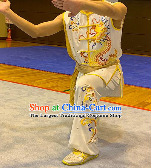 China Wushu Competition Embroidered Dragon Uniforms Martial Arts Garment Costumes Kung Fu Nanquan Boxing Performance Suits