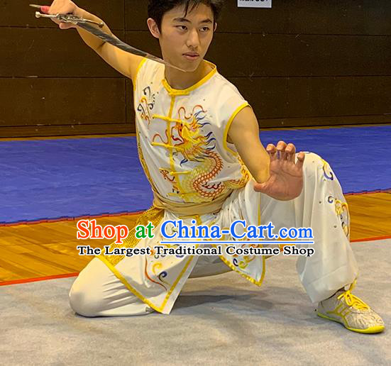 China Wushu Competition Embroidered Dragon Uniforms Martial Arts Garment Costumes Kung Fu Nanquan Boxing Performance Suits