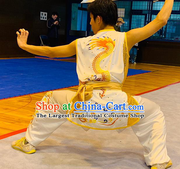 China Wushu Competition Embroidered Dragon Uniforms Martial Arts Garment Costumes Kung Fu Nanquan Boxing Performance Suits