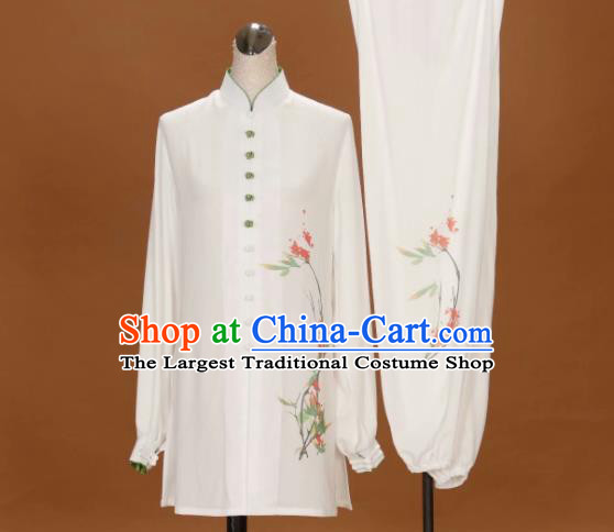 Chinese Kung Fu Wushu Competition Clothing Tai Chi Performance Suits Martial Arts Embroidered White Outfits