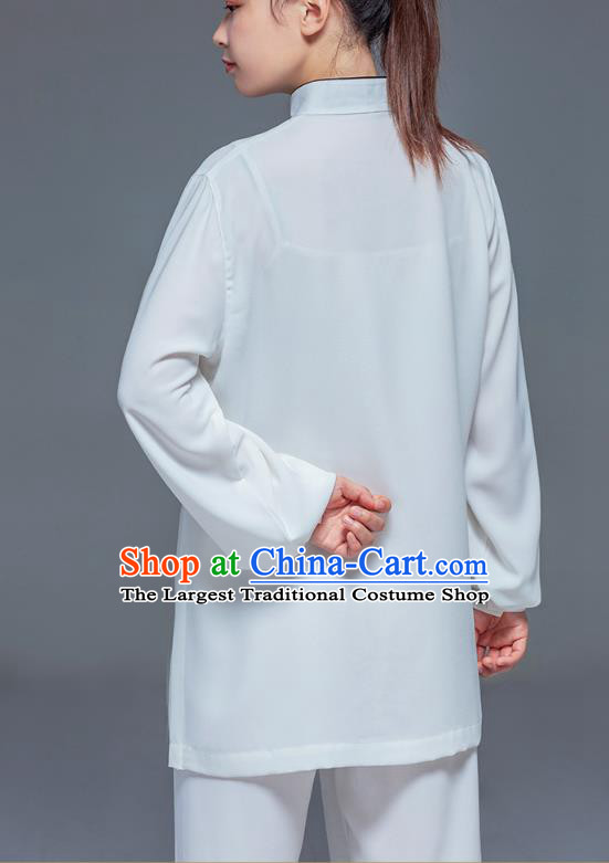 Chinese Martial Arts Embroidered White Outfits Tai Chi Clothing Performance Garment Kung Fu Competition Suits