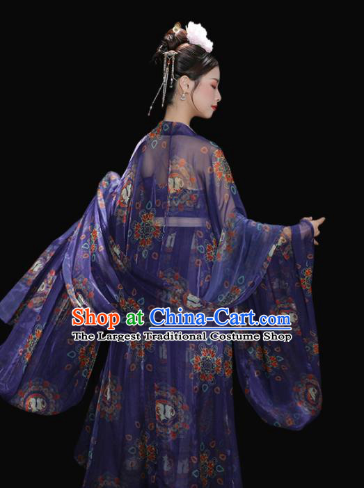 China Ancient Court Infanta Purple Hanfu Dress Tang Dynasty Noble Princess Historical Garments Clothing