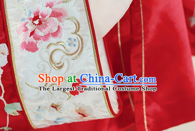 China Ancient Court Lady Wedding Red Hanfu Dress Clothing Ming Dynasty Embroidered Historical Garment Costumes for Women